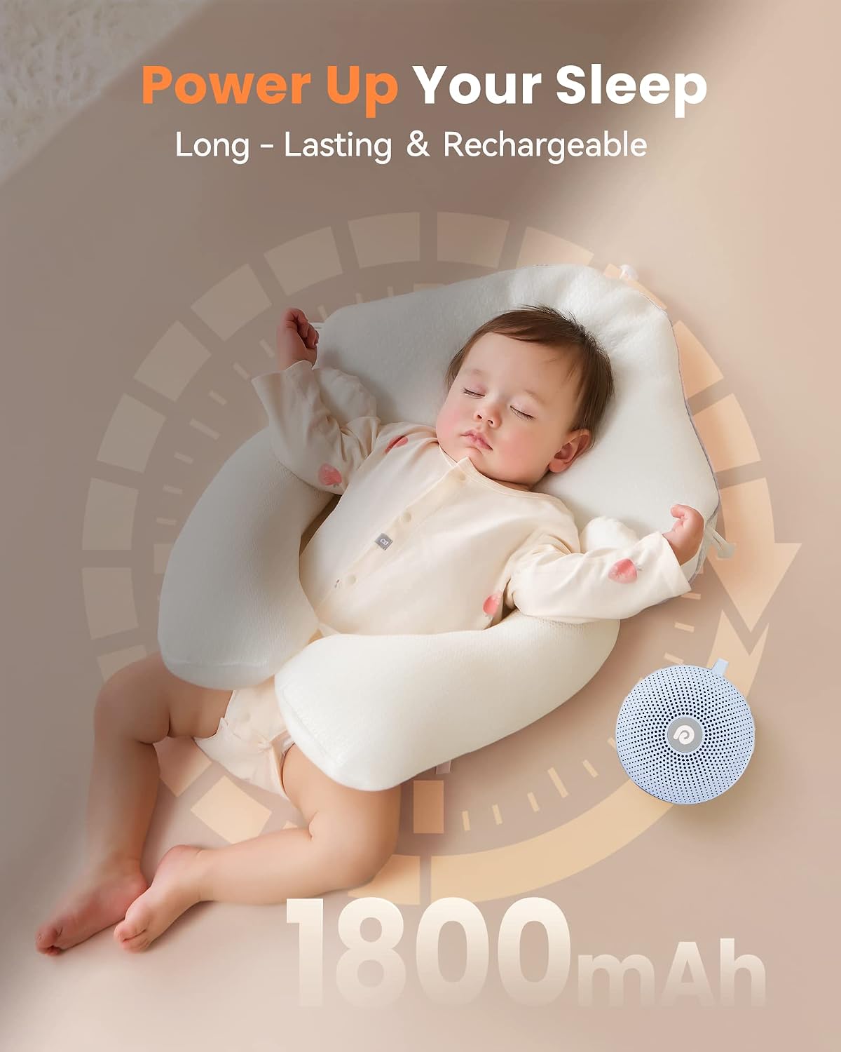 Portable Noise Machine for Baby Adult, Features Powerful Battery, 21 Soothing Sound, Noise Canceling for Office & Sleeping, Sound Therapy for Home, Travel, Registry Gift, Classic White