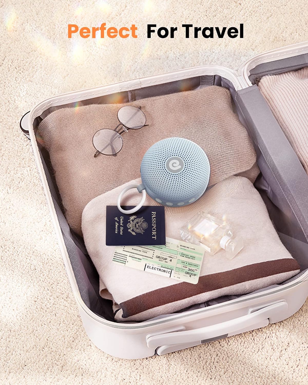 Portable Noise Machine for Baby Adult, Features Powerful Battery, 21 Soothing Sound, Noise Canceling for Office & Sleeping, Sound Therapy for Home, Travel, Registry Gift, Classic White