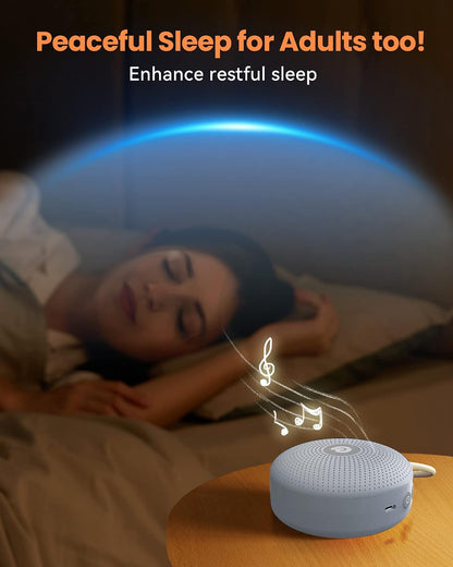 Portable Noise Machine for Baby Adult, Features Powerful Battery, 21 Soothing Sound, Noise Canceling for Office & Sleeping, Sound Therapy for Home, Travel, Registry Gift, Classic White