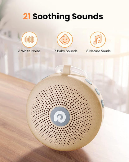 Portable Noise Machine for Baby Adult, Features Powerful Battery, 21 Soothing Sound, Noise Canceling for Office & Sleeping, Sound Therapy for Home, Travel, Registry Gift, Classic White