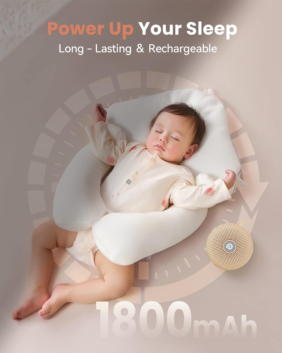 Portable Noise Machine for Baby Adult, Features Powerful Battery, 21 Soothing Sound, Noise Canceling for Office & Sleeping, Sound Therapy for Home, Travel, Registry Gift, Classic White