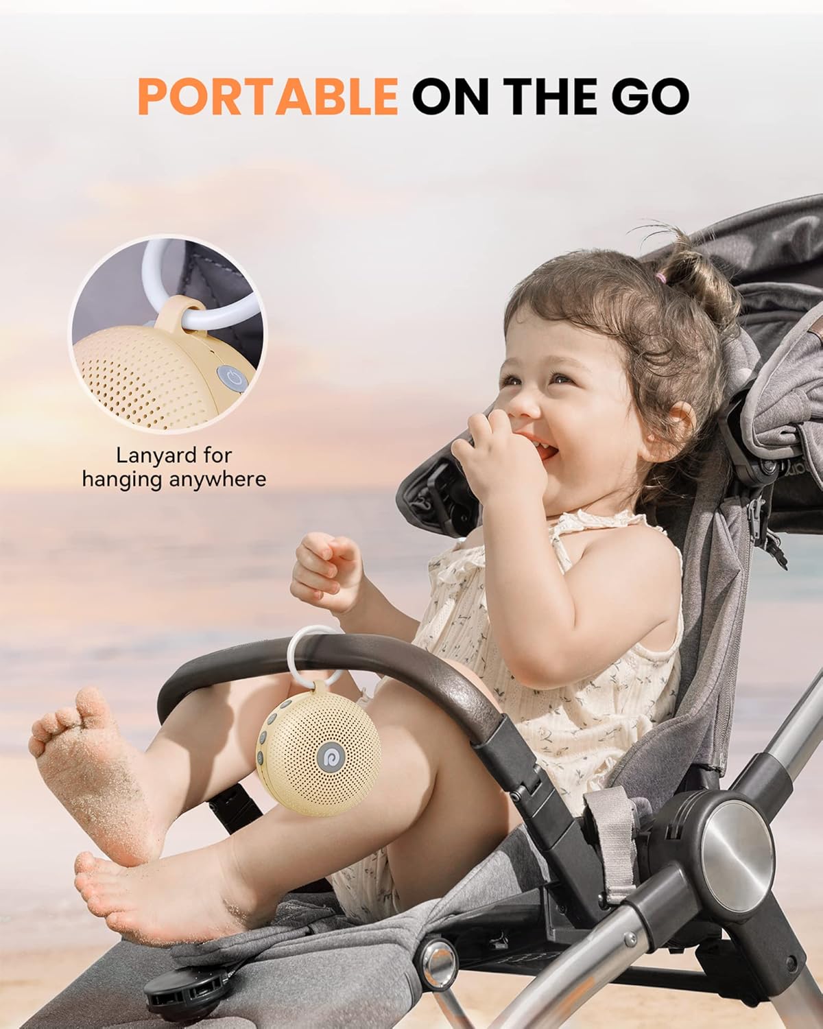 Portable Noise Machine for Baby Adult, Features Powerful Battery, 21 Soothing Sound, Noise Canceling for Office & Sleeping, Sound Therapy for Home, Travel, Registry Gift, Classic White
