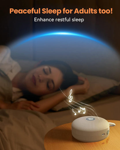 Portable Noise Machine for Baby Adult, Features Powerful Battery, 21 Soothing Sound, Noise Canceling for Office & Sleeping, Sound Therapy for Home, Travel, Registry Gift, Classic White