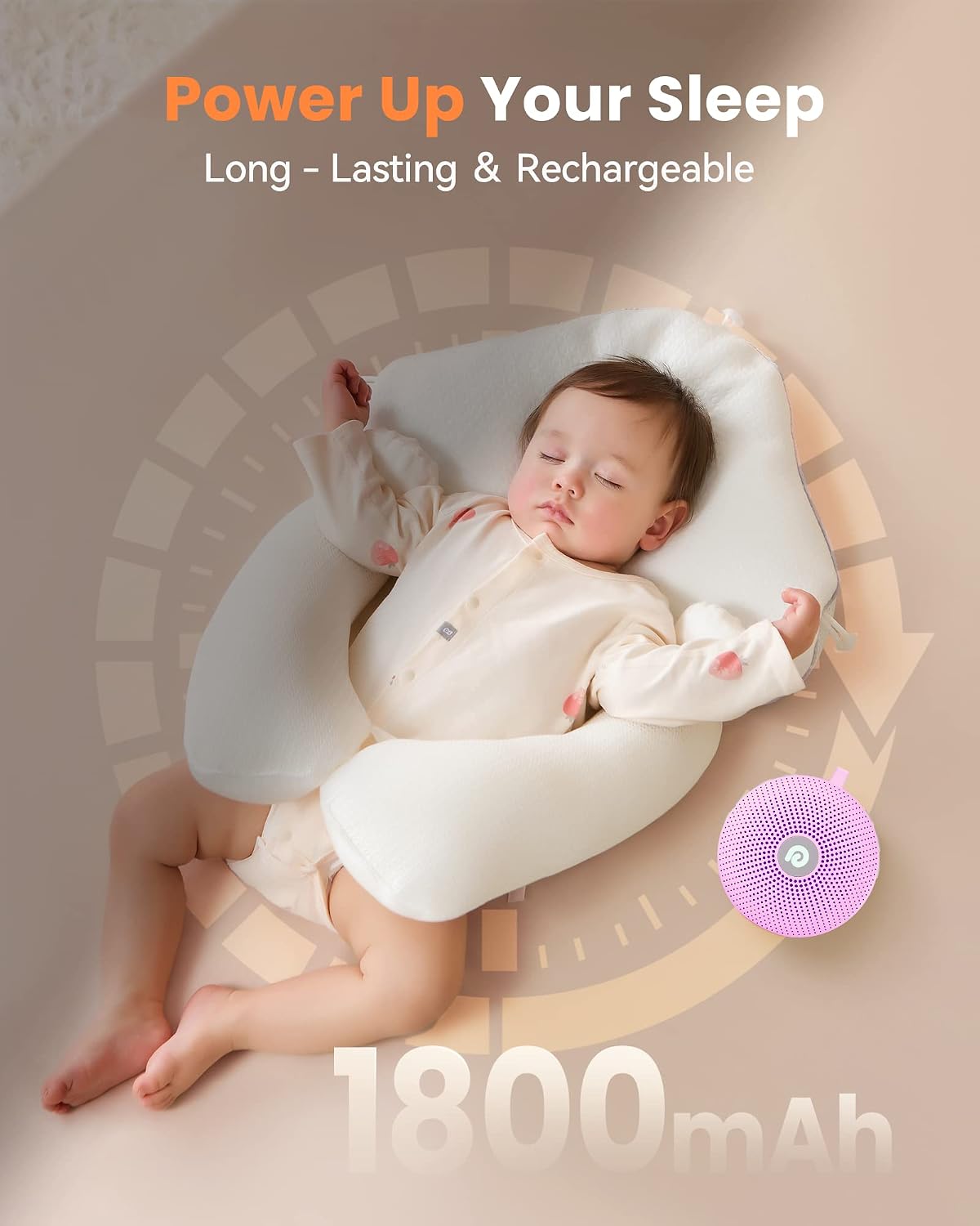 Portable Noise Machine for Baby Adult, Features Powerful Battery, 21 Soothing Sound, Noise Canceling for Office & Sleeping, Sound Therapy for Home, Travel, Registry Gift, Classic White