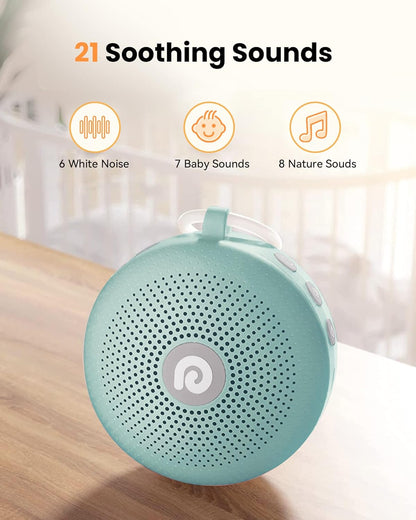 Portable Noise Machine for Baby Adult, Features Powerful Battery, 21 Soothing Sound, Noise Canceling for Office & Sleeping, Sound Therapy for Home, Travel, Registry Gift, Classic White