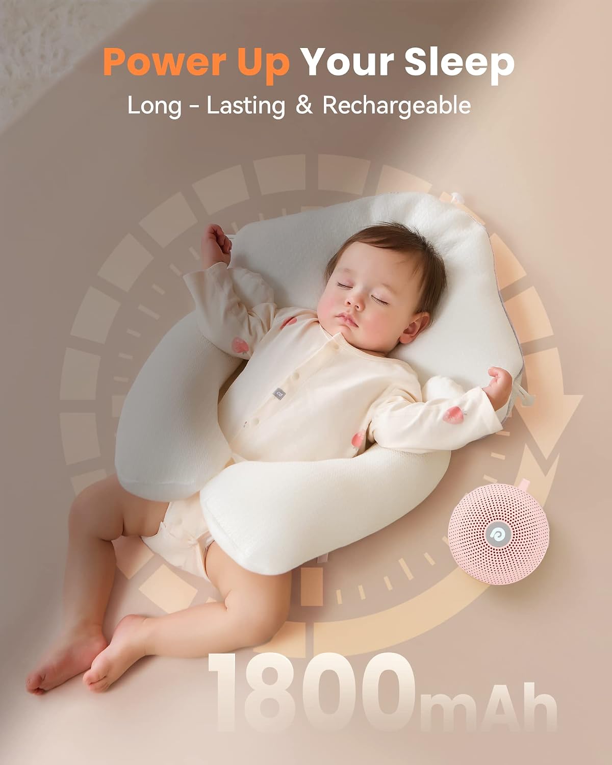 Portable Noise Machine for Baby Adult, Features Powerful Battery, 21 Soothing Sound, Noise Canceling for Office & Sleeping, Sound Therapy for Home, Travel, Registry Gift, Classic White