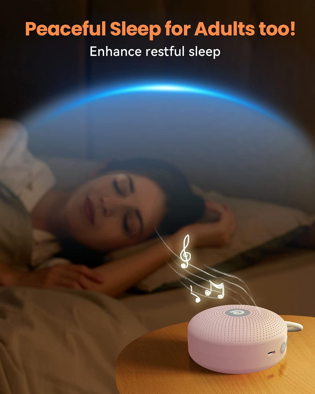 Portable Noise Machine for Baby Adult, Features Powerful Battery, 21 Soothing Sound, Noise Canceling for Office & Sleeping, Sound Therapy for Home, Travel, Registry Gift, Classic White