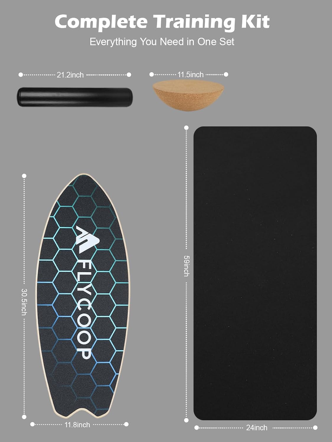 Balance Board for Adult with Adjustable Stoppers: 3 Modes Wobble Board with Roller Exercise Balancing Stability Trainer for Improve Balance Non Slip Surface