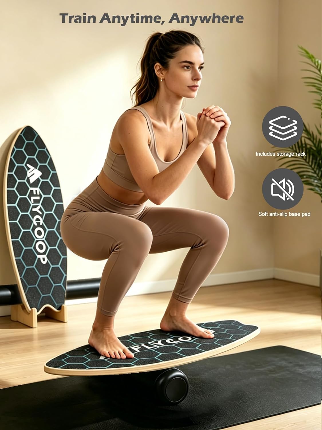Balance Board for Adult with Adjustable Stoppers: 3 Modes Wobble Board with Roller Exercise Balancing Stability Trainer for Improve Balance Non Slip Surface
