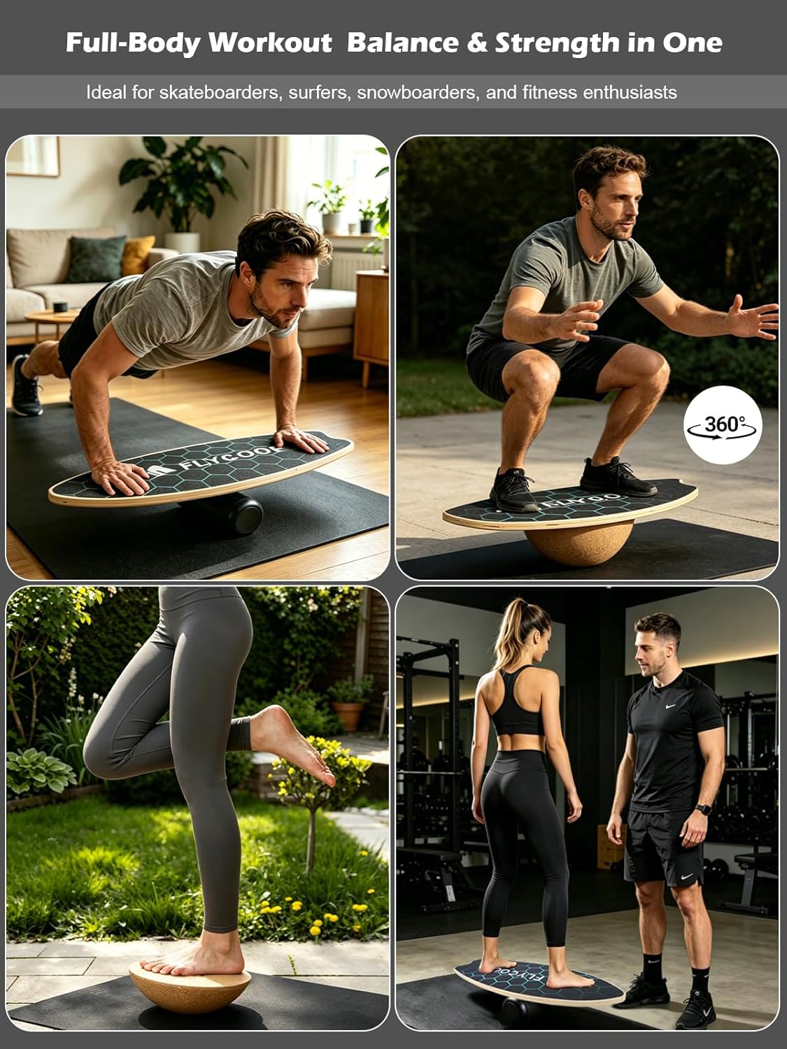 Balance Board for Adult with Adjustable Stoppers: 3 Modes Wobble Board with Roller Exercise Balancing Stability Trainer for Improve Balance Non Slip Surface