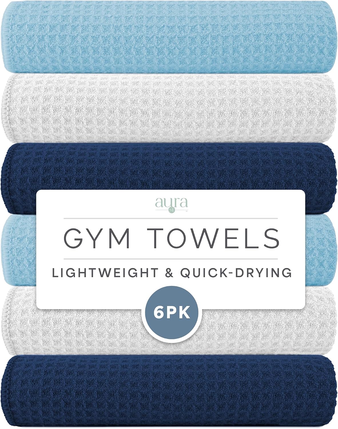 . Microfiber Gym Towels, 6 Pack, 16" x 27"