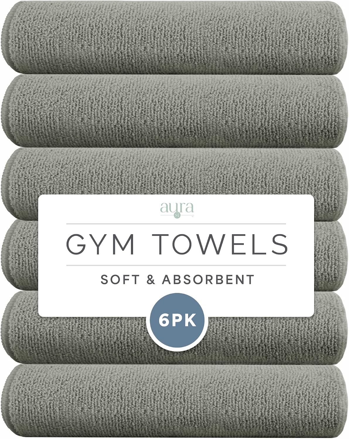 . Microfiber Gym Towels, 6 Pack, 16" x 27"