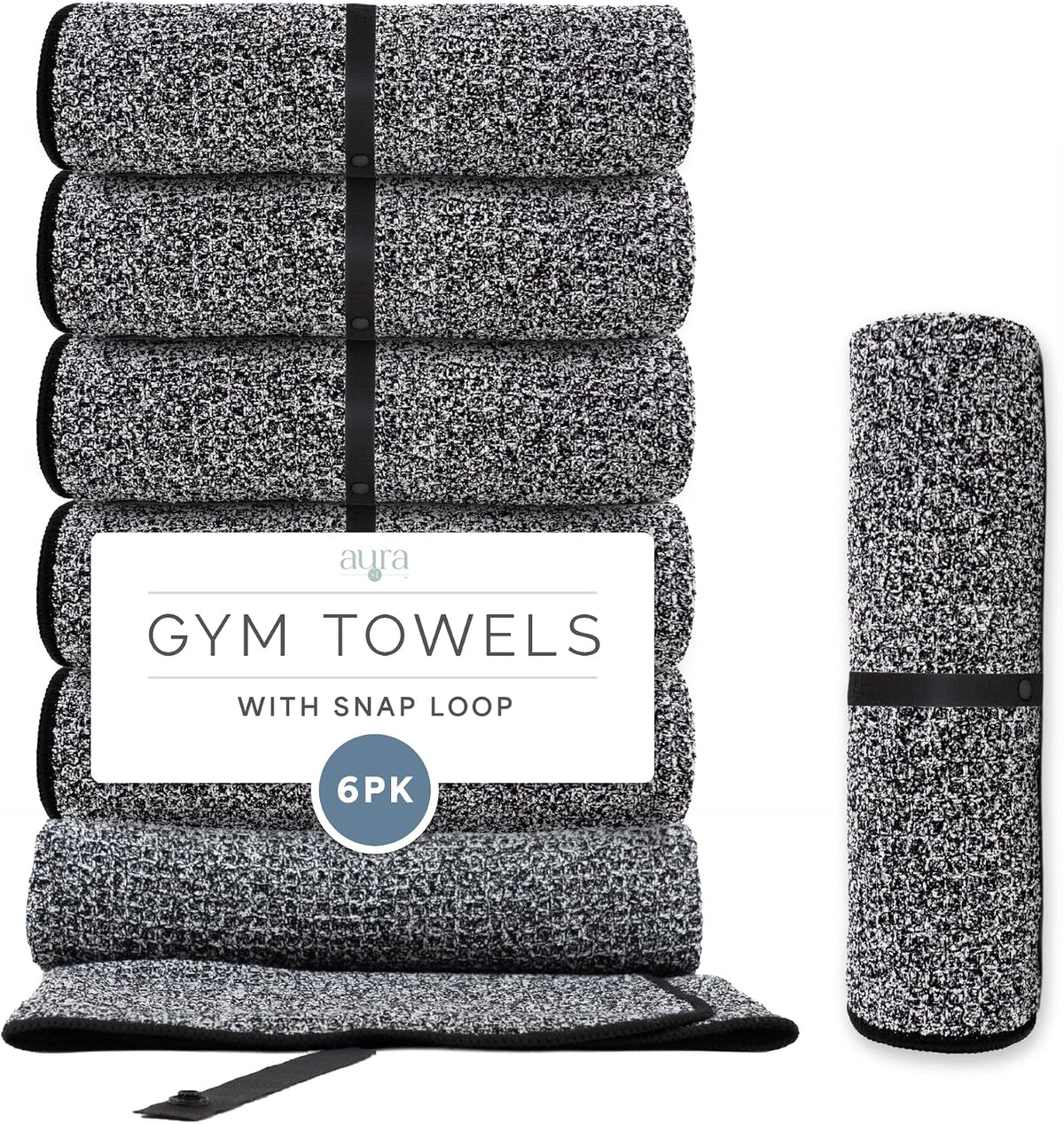 . Microfiber Gym Towels, 6 Pack, 16" x 27"