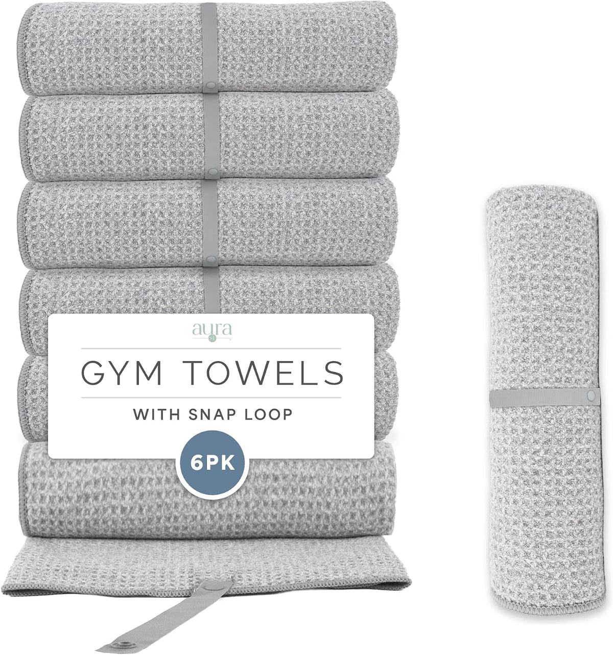 . Microfiber Gym Towels, 6 Pack, 16" x 27"