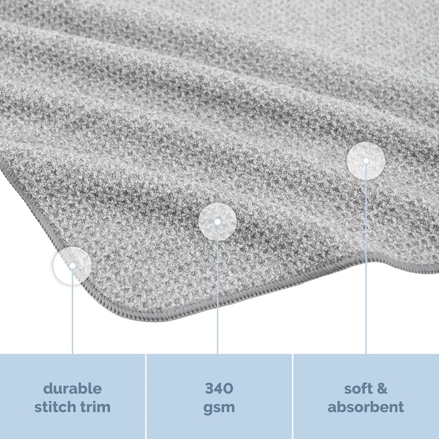 . Microfiber Gym Towels, 6 Pack, 16" x 27"
