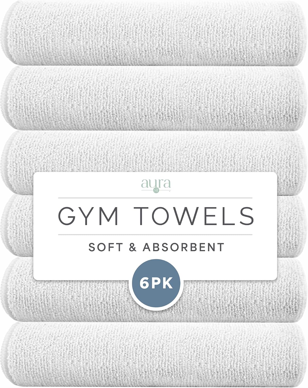 . Microfiber Gym Towels, 6 Pack, 16" x 27"