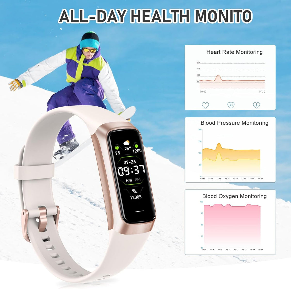 Fitness Tracker with 24/7Heart Rate, Blood Pressure, Sleep Tracking, Calorie, Activity Tracker with 1.1" AMOLED Color Screen, Waterproof Step Tracker for Android iPhones Women Men