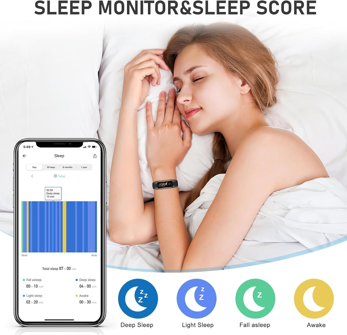 Fitness Tracker with 24/7Heart Rate, Blood Pressure, Sleep Tracking, Calorie, Activity Tracker with 1.1" AMOLED Color Screen, Waterproof Step Tracker for Android iPhones Women Men