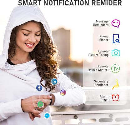 Fitness Tracker with 24/7Heart Rate, Blood Pressure, Sleep Tracking, Calorie, Activity Tracker with 1.1" AMOLED Color Screen, Waterproof Step Tracker for Android iPhones Women Men