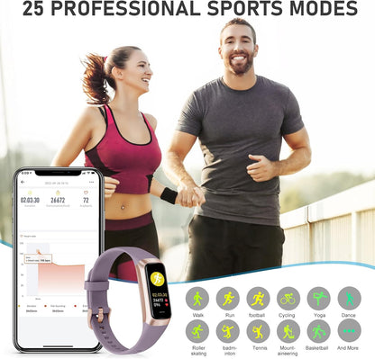 Fitness Tracker with 24/7Heart Rate, Blood Pressure, Sleep Tracking, Calorie, Activity Tracker with 1.1" AMOLED Color Screen, Waterproof Step Tracker for Android iPhones Women Men