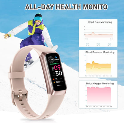 Fitness Tracker with 24/7Heart Rate, Blood Pressure, Sleep Tracking, Calorie, Activity Tracker with 1.1" AMOLED Color Screen, Waterproof Step Tracker for Android iPhones Women Men