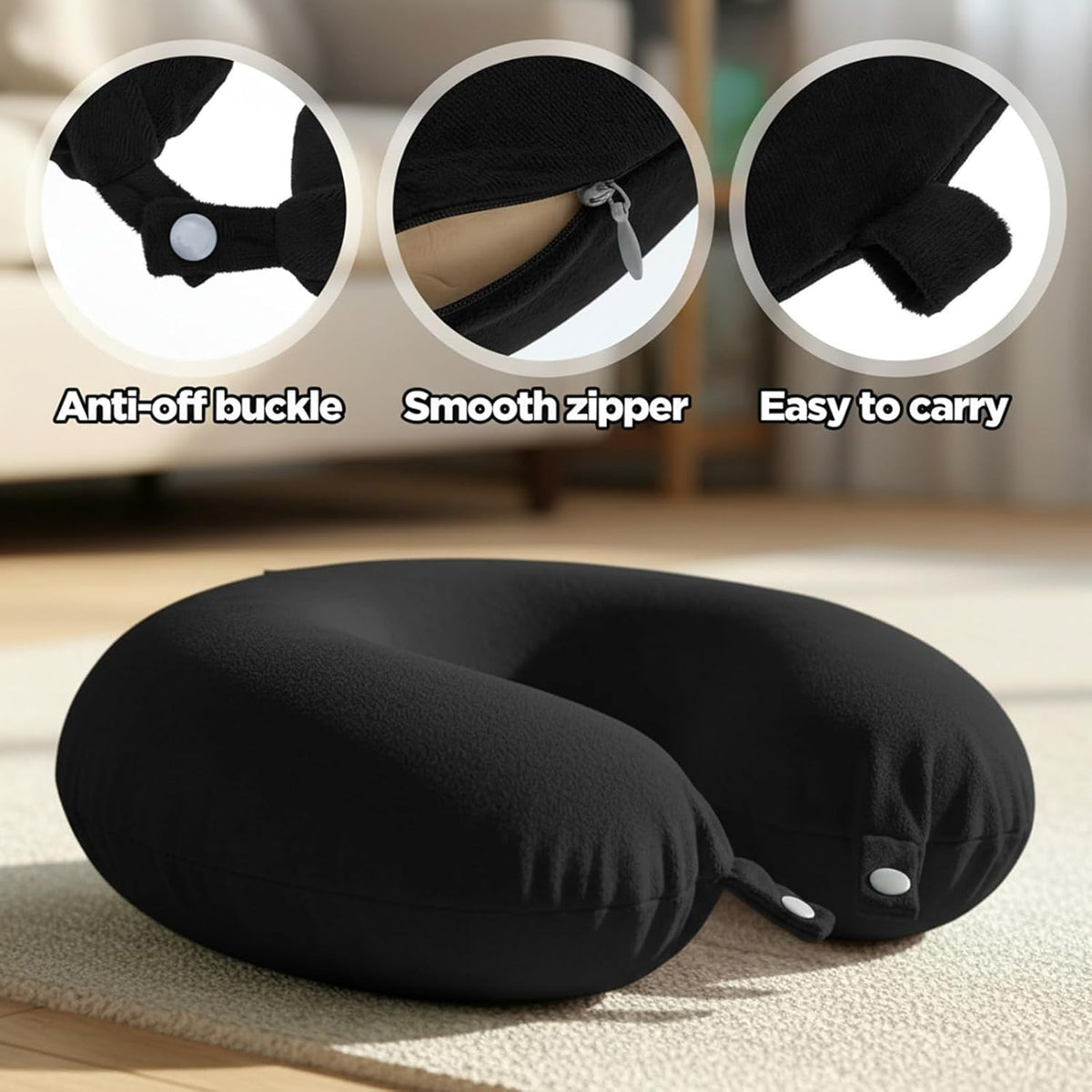 Neck Pillow Covers with Zipper, 2 Colors Washable U Shaped Replacement Cover, Reusable Travel Pillow Cover, Soft Smooth Plush Fabric, Universal Fit Airplane Pillows Case