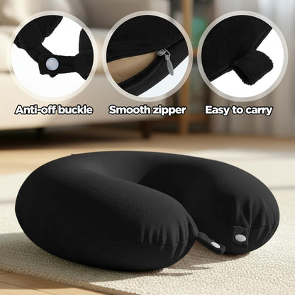 Neck Pillow Covers with Zipper, 2 Colors Washable U Shaped Replacement Cover, Reusable Travel Pillow Cover, Soft Smooth Plush Fabric, Universal Fit Airplane Pillows Case