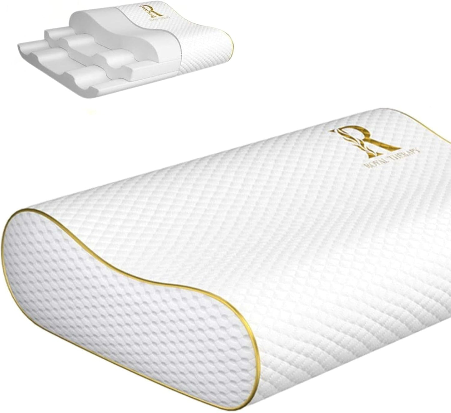 Memory Foam Pillow, Queen Neck Pain Relief, Contour Cervical Pillow, for Neck and Shoulder Pain, Side, Back and Stomach Sleeper, 24x14x5 inches