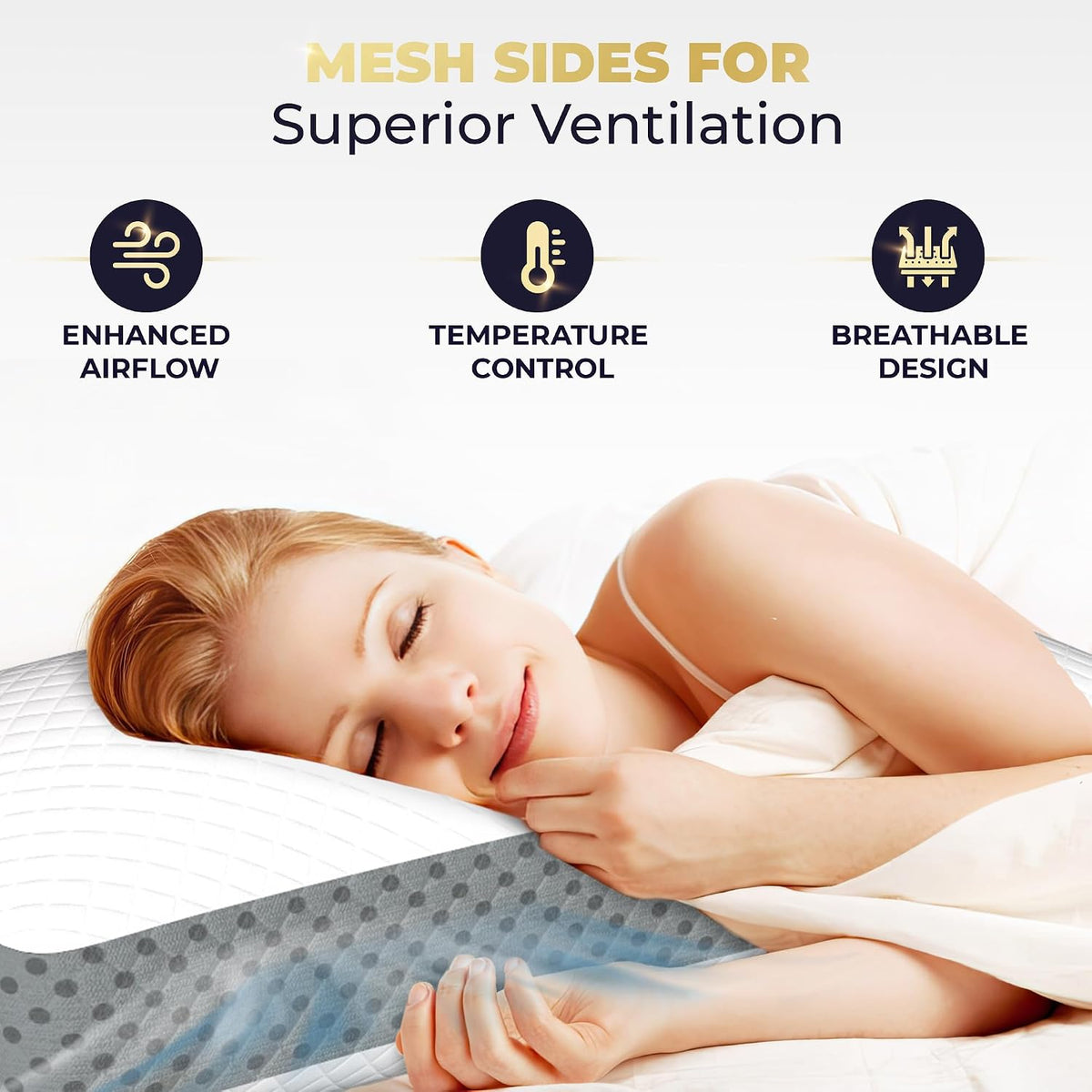 Memory Foam Pillow, Queen Neck Pain Relief, Contour Cervical Pillow, for Neck and Shoulder Pain, Side, Back and Stomach Sleeper, 24x14x5 inches