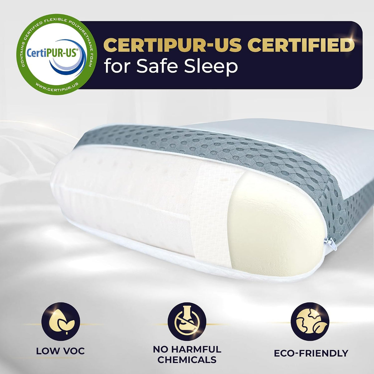 Memory Foam Pillow, Queen Neck Pain Relief, Contour Cervical Pillow, for Neck and Shoulder Pain, Side, Back and Stomach Sleeper, 24x14x5 inches