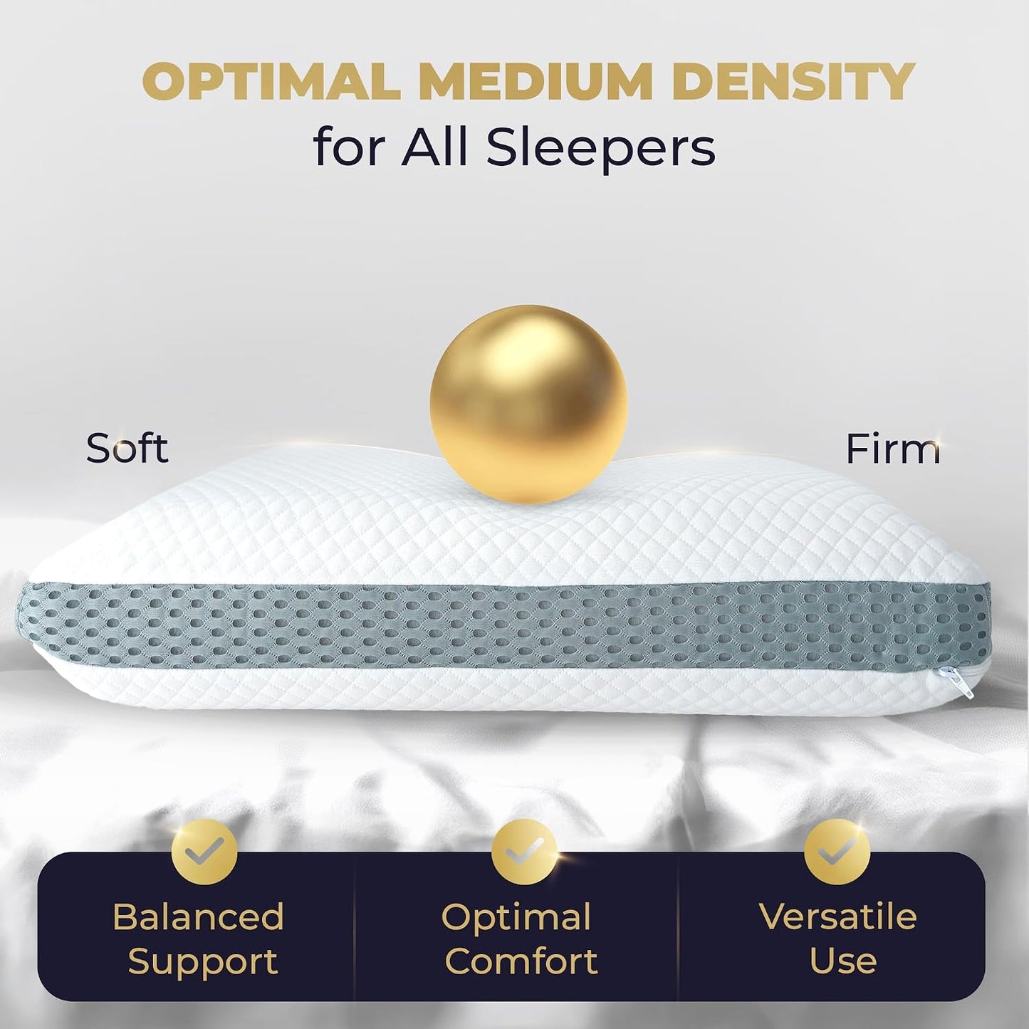 Memory Foam Pillow, Queen Neck Pain Relief, Contour Cervical Pillow, for Neck and Shoulder Pain, Side, Back and Stomach Sleeper, 24x14x5 inches