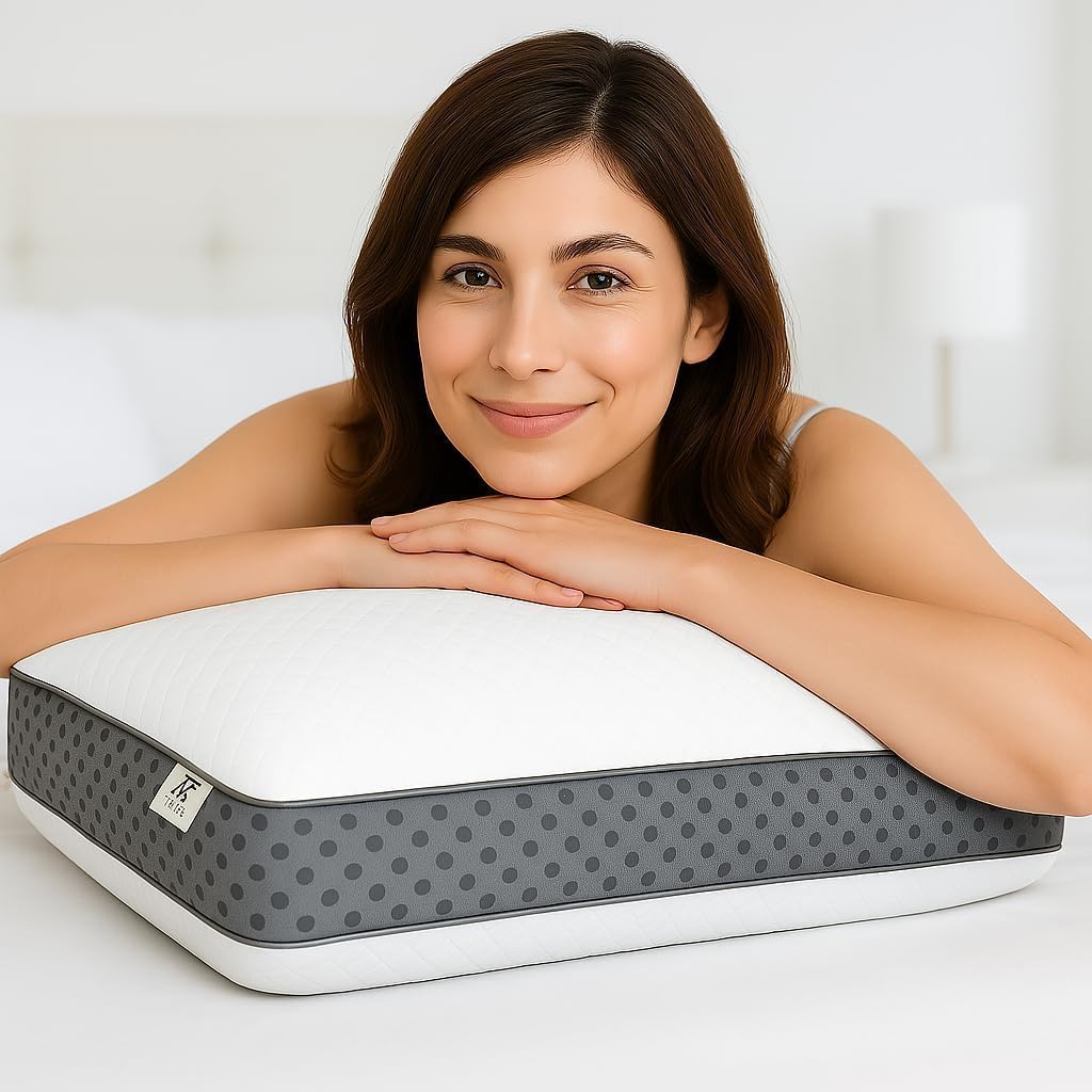 Memory Foam Pillow, Queen Neck Pain Relief, Contour Cervical Pillow, for Neck and Shoulder Pain, Side, Back and Stomach Sleeper, 24x14x5 inches