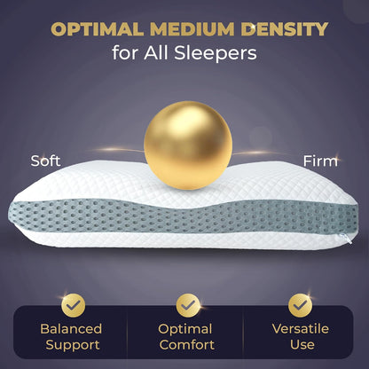 Memory Foam Pillow, Queen Neck Pain Relief, Contour Cervical Pillow, for Neck and Shoulder Pain, Side, Back and Stomach Sleeper, 24x14x5 inches