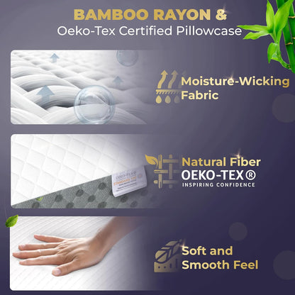 Memory Foam Pillow, Queen Neck Pain Relief, Contour Cervical Pillow, for Neck and Shoulder Pain, Side, Back and Stomach Sleeper, 24x14x5 inches