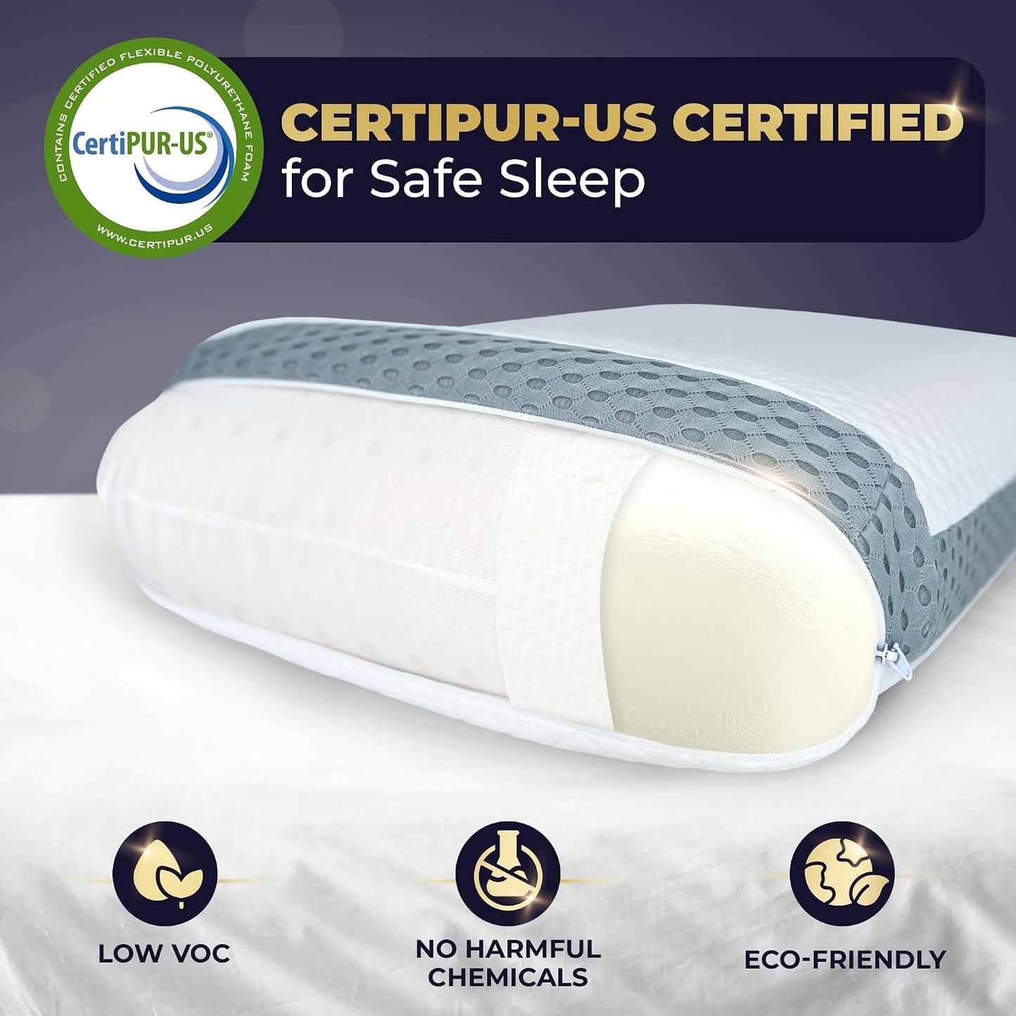 Memory Foam Pillow, Queen Neck Pain Relief, Contour Cervical Pillow, for Neck and Shoulder Pain, Side, Back and Stomach Sleeper, 24x14x5 inches
