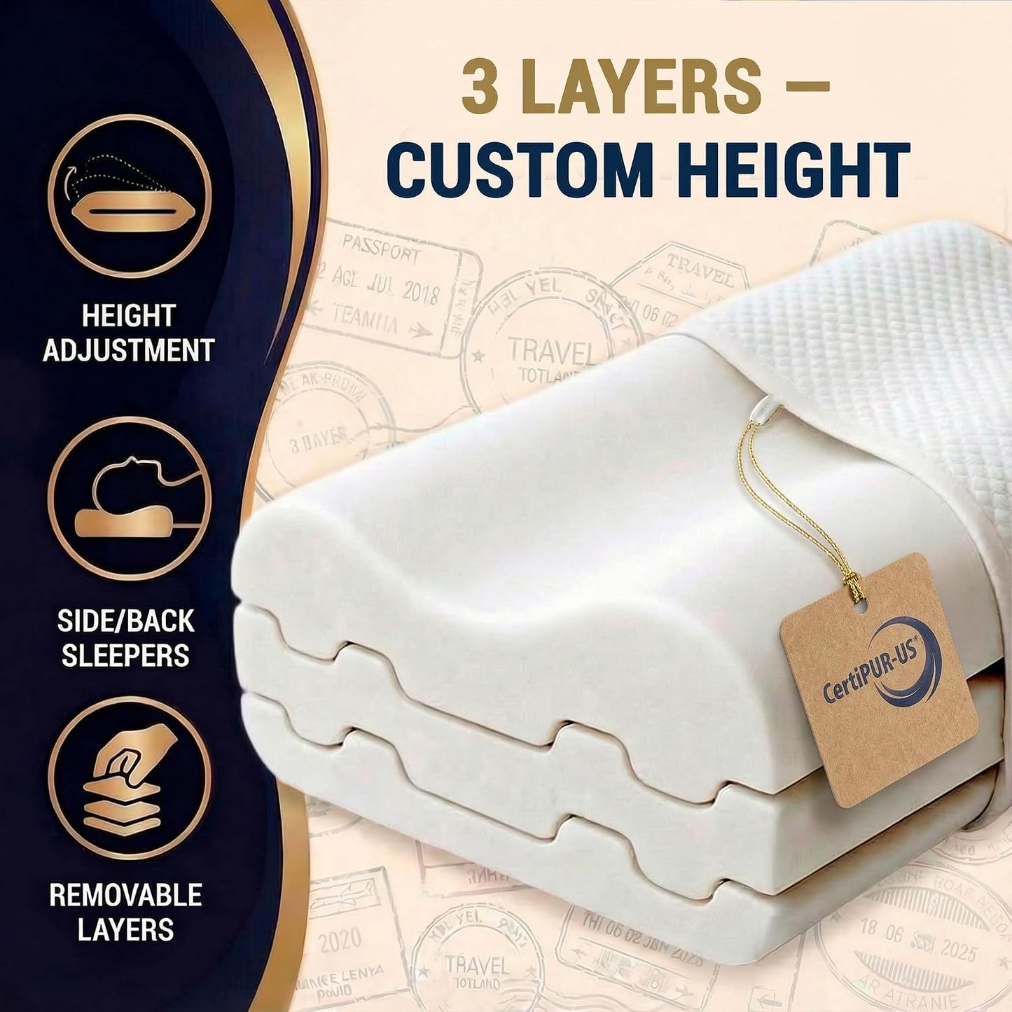 Memory Foam Pillow, Queen Neck Pain Relief, Contour Cervical Pillow, for Neck and Shoulder Pain, Side, Back and Stomach Sleeper, 24x14x5 inches