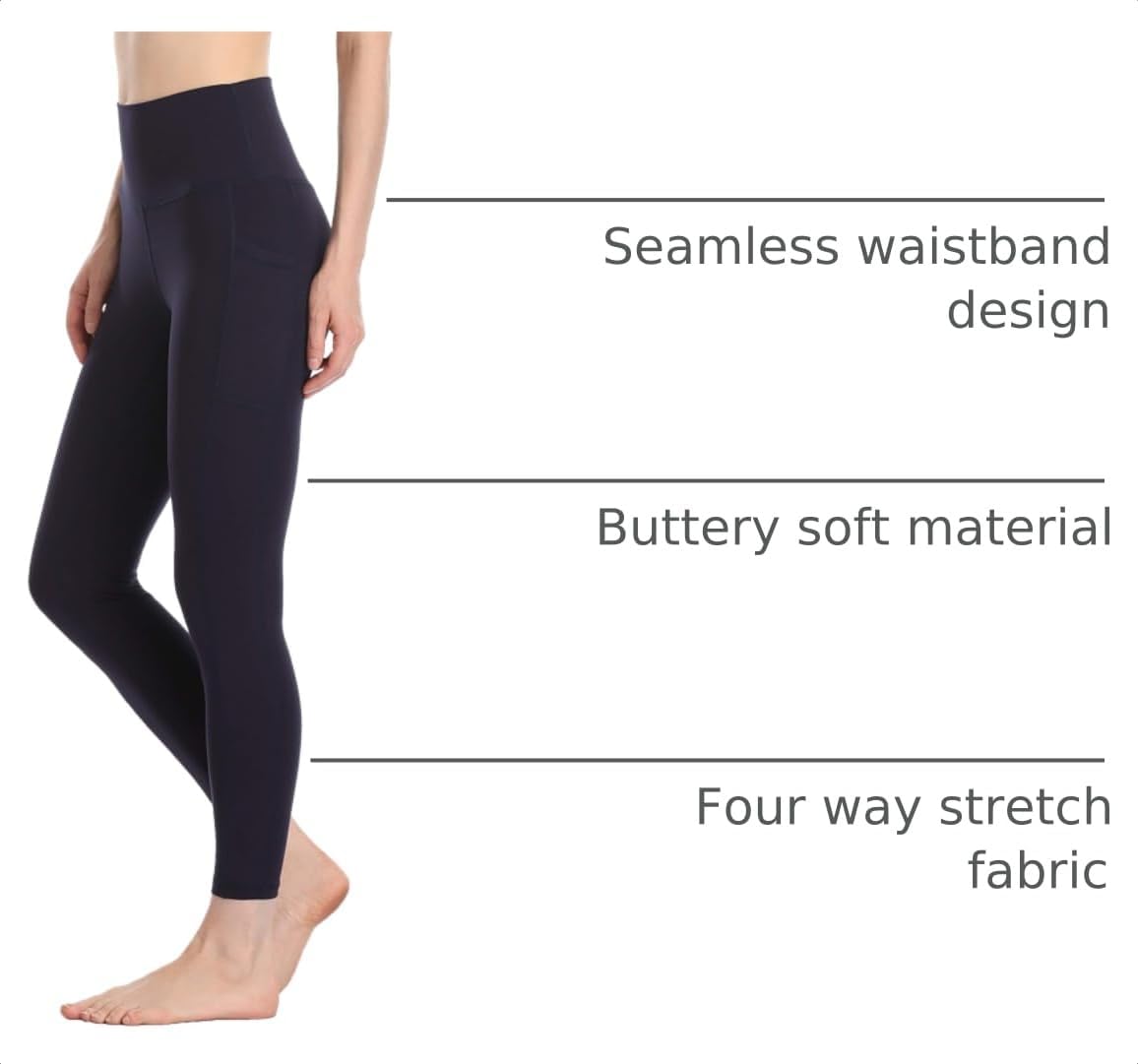 Women's High Waisted Yoga Pants 7/8 Length Leggings with Pockets