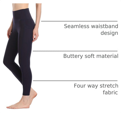 Women's High Waisted Yoga Pants 7/8 Length Leggings with Pockets