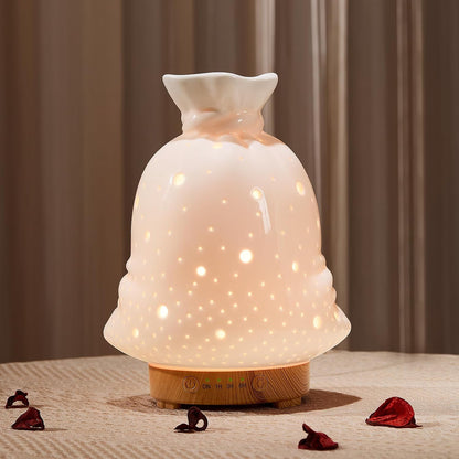 Essential Oil Diffuser Hand Blown Glass Aromatherapy Diffuser - Ultrasonic Cool Mist Scent Aroma Diffuser, Whisper Quiet with Auto Shut-Off, Timer Setting &7 Colors Night Light for Home