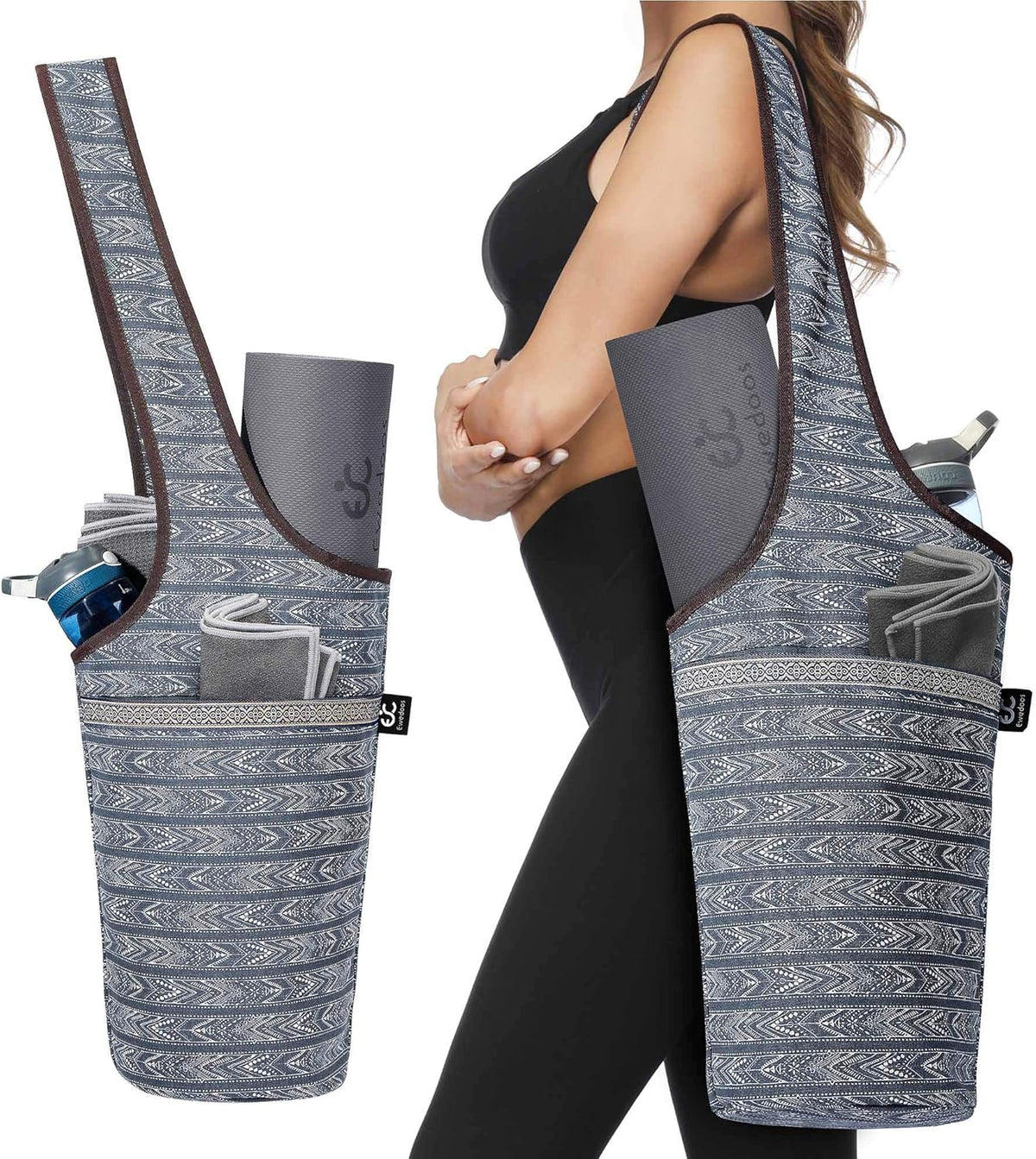 Canvas Yoga Mat Bag Fits Most Mats Yoga Bag with Large Storage Pockets to Hold More Accessories Ideal for Pilates Workout Gifts & Travel