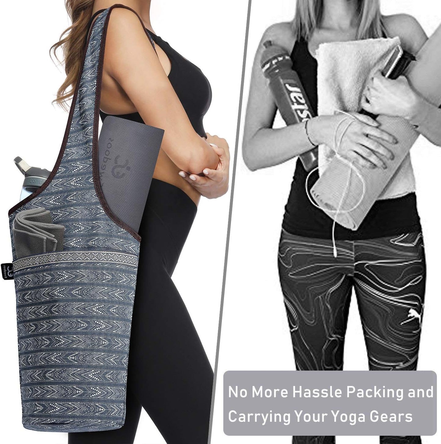 Canvas Yoga Mat Bag Fits Most Mats Yoga Bag with Large Storage Pockets to Hold More Accessories Ideal for Pilates Workout Gifts & Travel