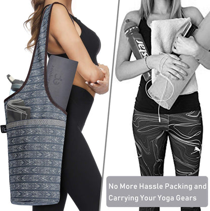 Canvas Yoga Mat Bag Fits Most Mats Yoga Bag with Large Storage Pockets to Hold More Accessories Ideal for Pilates Workout Gifts & Travel