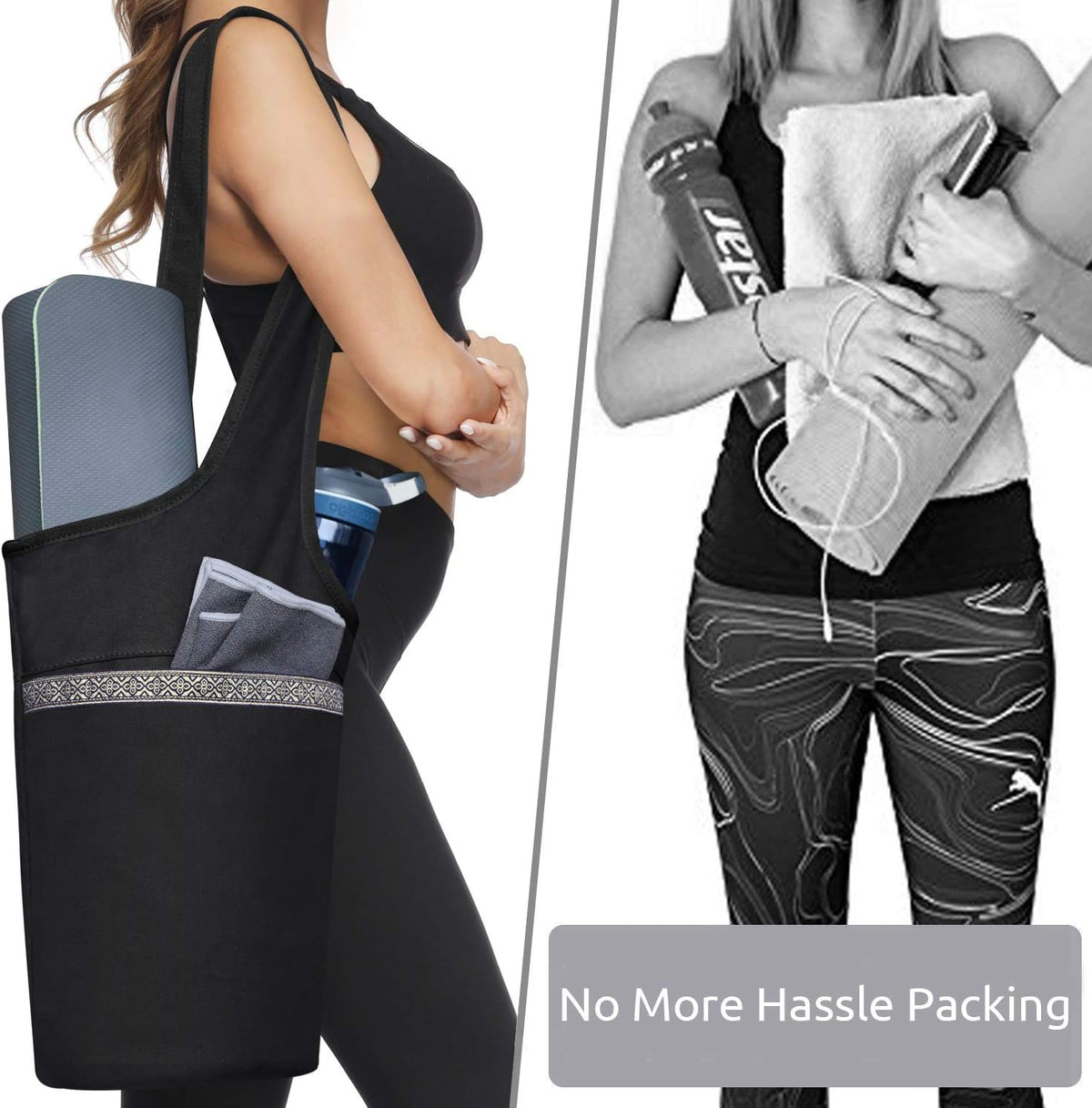 Canvas Yoga Mat Bag Fits Most Mats Yoga Bag with Large Storage Pockets to Hold More Accessories Ideal for Pilates Workout Gifts & Travel