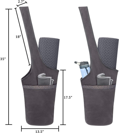 Canvas Yoga Mat Bag Fits Most Mats Yoga Bag with Large Storage Pockets to Hold More Accessories Ideal for Pilates Workout Gifts & Travel