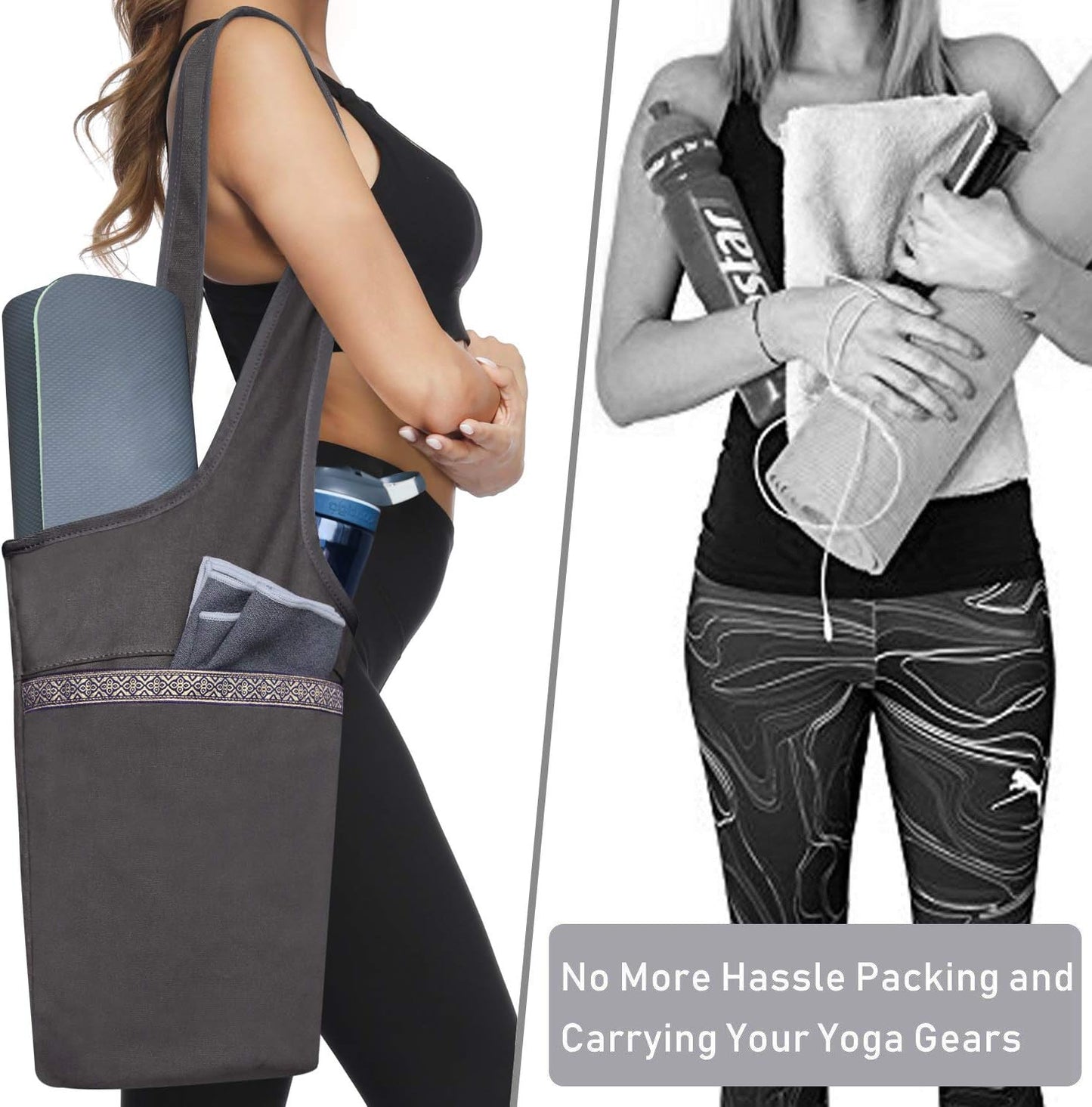 Canvas Yoga Mat Bag Fits Most Mats Yoga Bag with Large Storage Pockets to Hold More Accessories Ideal for Pilates Workout Gifts & Travel