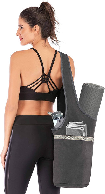 Canvas Yoga Mat Bag Fits Most Mats Yoga Bag with Large Storage Pockets to Hold More Accessories Ideal for Pilates Workout Gifts & Travel