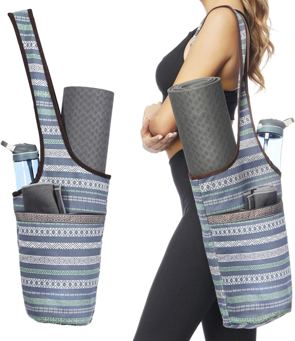 Canvas Yoga Mat Bag Fits Most Mats Yoga Bag with Large Storage Pockets to Hold More Accessories Ideal for Pilates Workout Gifts & Travel