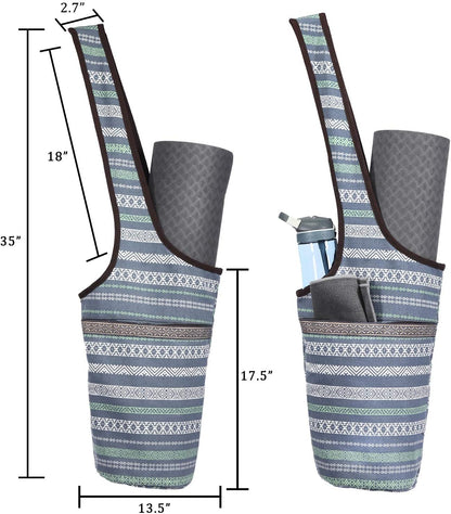 Canvas Yoga Mat Bag Fits Most Mats Yoga Bag with Large Storage Pockets to Hold More Accessories Ideal for Pilates Workout Gifts & Travel