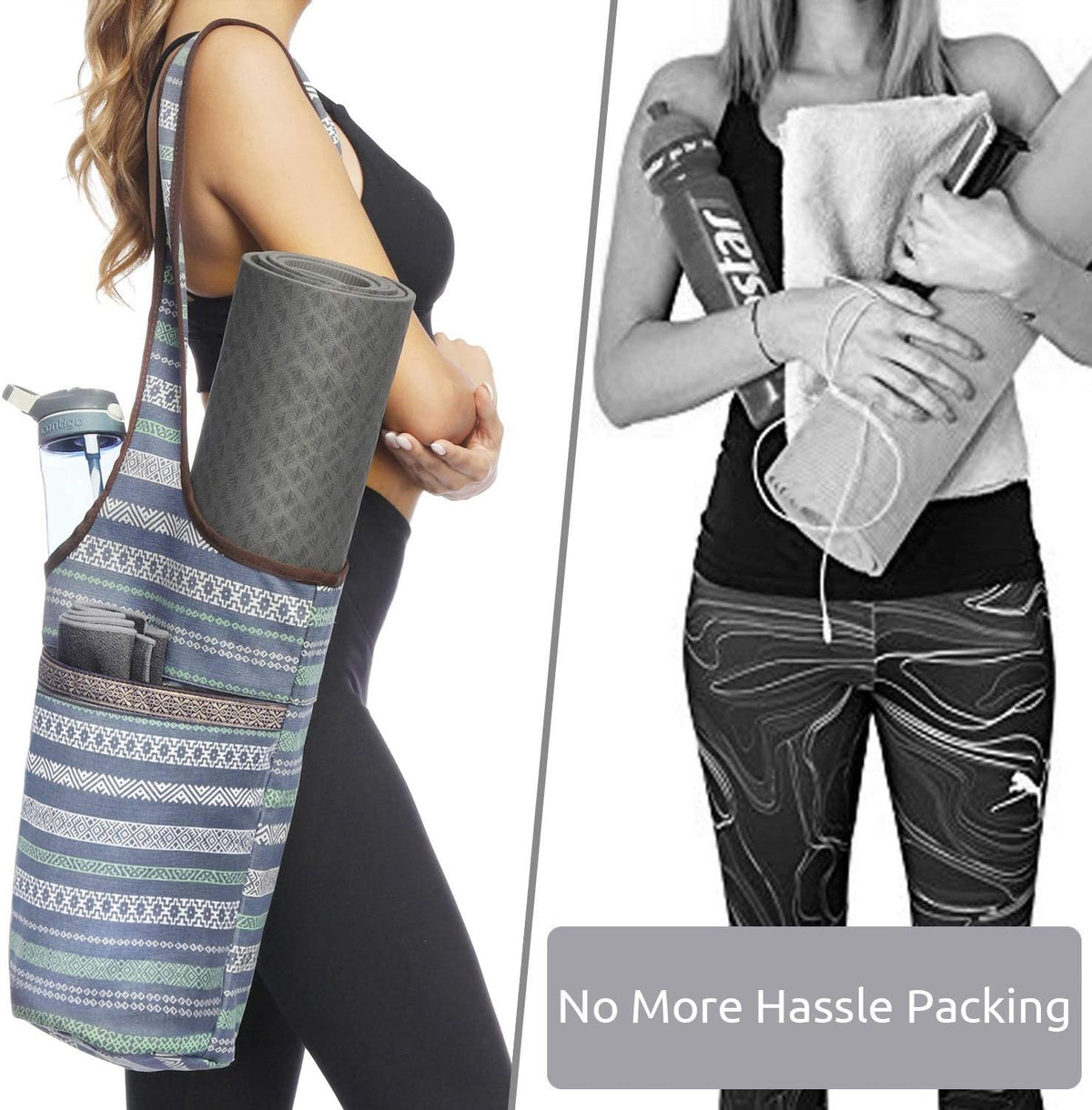 Canvas Yoga Mat Bag Fits Most Mats Yoga Bag with Large Storage Pockets to Hold More Accessories Ideal for Pilates Workout Gifts & Travel