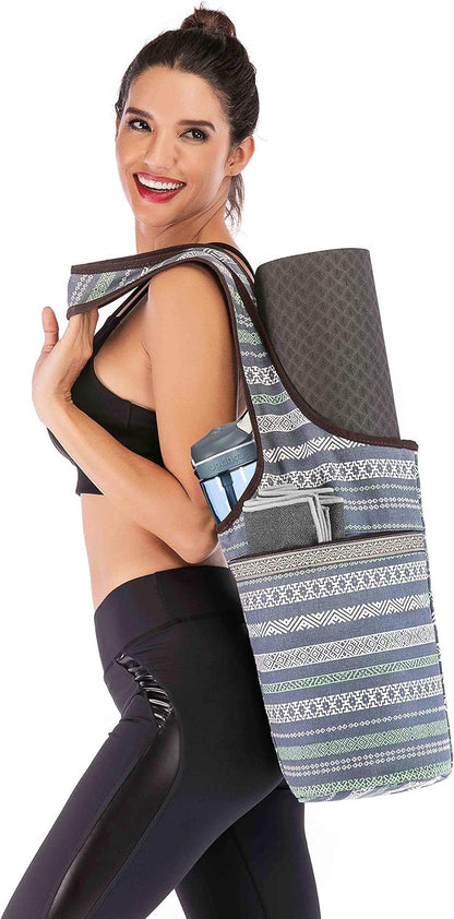 Canvas Yoga Mat Bag Fits Most Mats Yoga Bag with Large Storage Pockets to Hold More Accessories Ideal for Pilates Workout Gifts & Travel